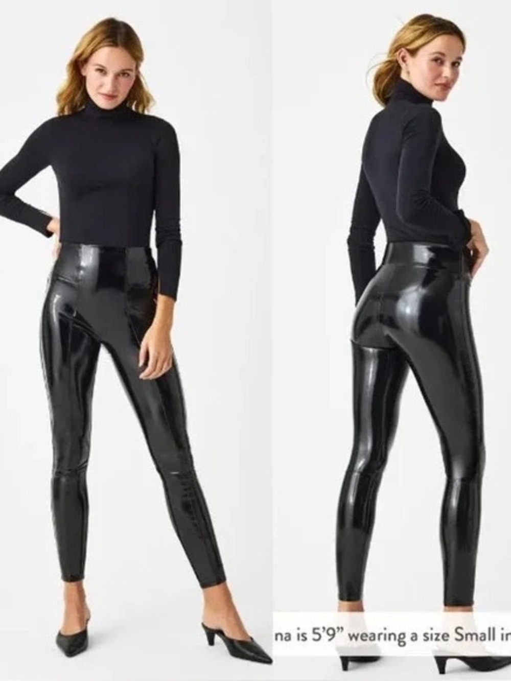 SPANX Faux Patent Leather Liquid Gloss Leggings high-rise-Shine vinyl Sz S Moto